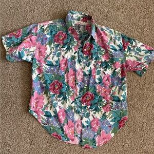Vintage Andrew Sports Studio Floral Button Up Shirt 100% Cotton Unisex size S